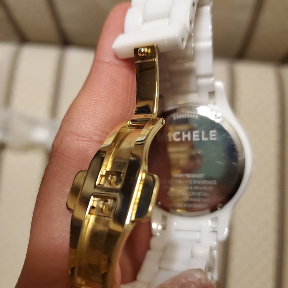 Michele white diamond watch - ceramic and gold - Picture 3 of 5